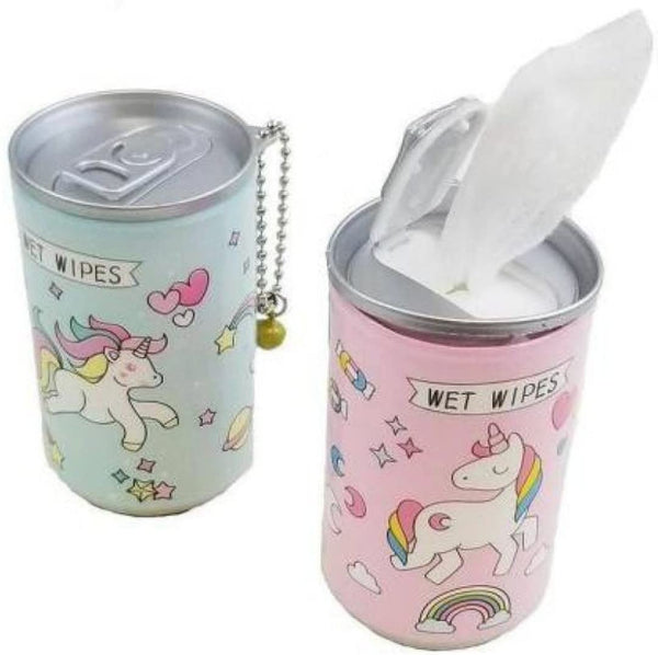 AK Store 30-Pieces Mini Wet Wipes Tissue in Cartoon Printed Tin Can for Cleaning Face Body for Kids Girls Men Women